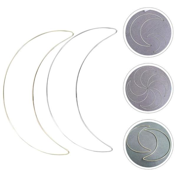 

2pcs wreath rings moon shape dream catcher metal hoops macrame craft hoop rings