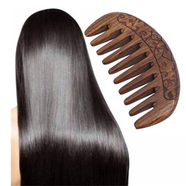 

hair brushes wooden pocket comb natural black gold sandalwood super narrow tooth combs no static lice beard styling tools, Silver