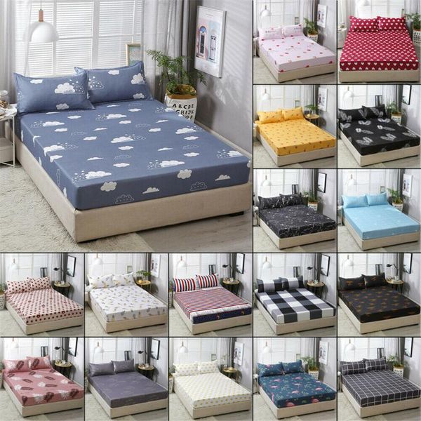 

sheets & sets luxury floral elastic fitted sheet rubber band polyester bed geometric pattern case multiple colors mattress cover