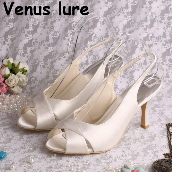 

slingback high heels shoes for bride peep toe ivory sandals for wedding, Black