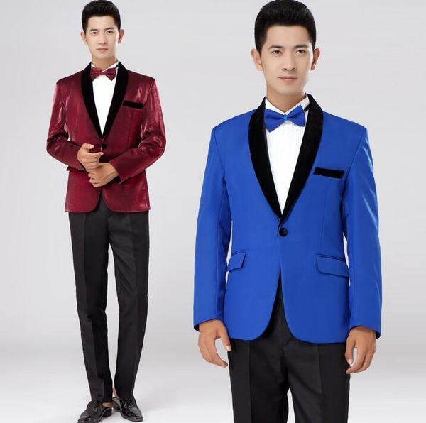 

chorus mariage groom wedding suits for men blazer boys prom suits fashion slim masculino latest coat pant designs stage wine red, White;black