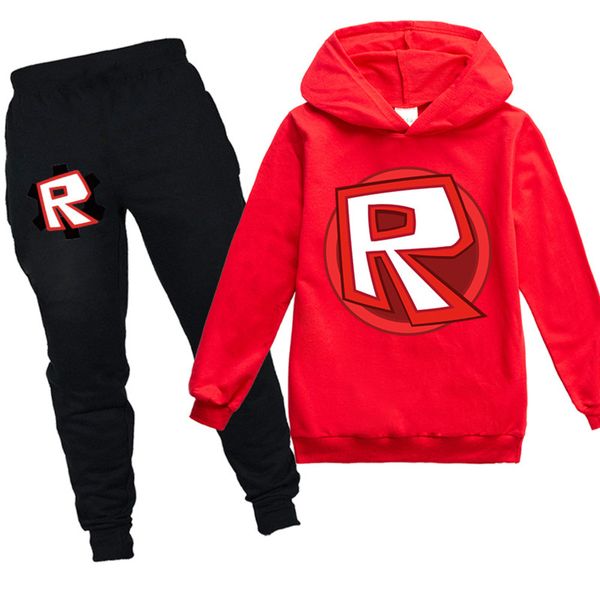 

toddler girl fall 2020 clothes ropa de baby girls/boy sportswear kids robloxing hoodie t-shirt + pants suit, White