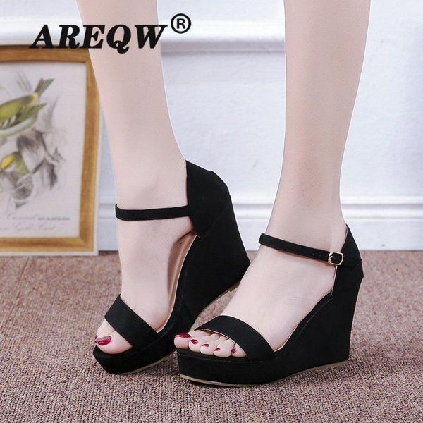 

sandals women wedges summer slip on platform ladies shoes woman fashion open toe casual female sandalias 2021, Black