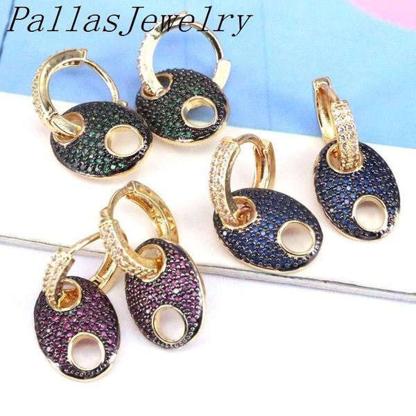 

dangle & chandelier 5pairs mix color cz micro pave pig-nose earrings for women fashion geometry drop girl gifts jewelry, Silver