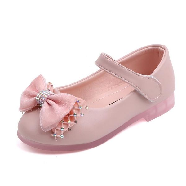 

flat shoes white for girls kids wedding dress bow-knot bowtie sweet crystal children' leather flats toddlers 22-31, Black;grey