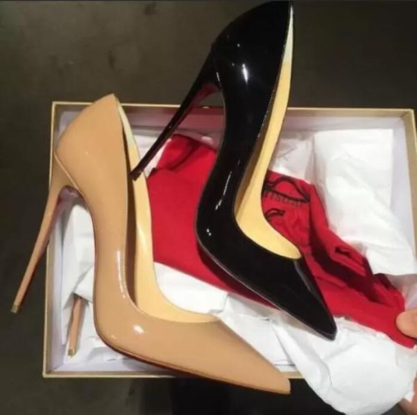 

2021 so kate red bottoms pumps women high heel pointed toe shoes wedding shoes 8cm 10cm 12cm thin heel shallow mouth spring shoes big size 3, Black