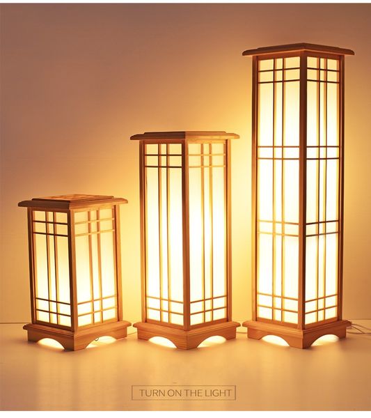 Modern Japon Zemin Lambası Washitsu Tatami Dekor Pencere Pane Lamba Restoran Oturma Odası Koridor Aydınlatma Ev Tasarım Ahşap Lamba