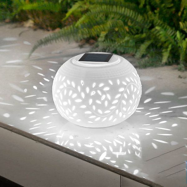

outdoor solar deskceramic ball light, rechargeable solar garden lamp for party home yard halloween decoration, ideal gift
