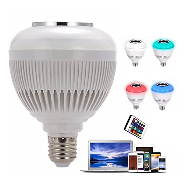 

bulbs smart e27 12w ampoule led bulb rgb light wireless audio speaker music playing dimmable lamp with app remote control