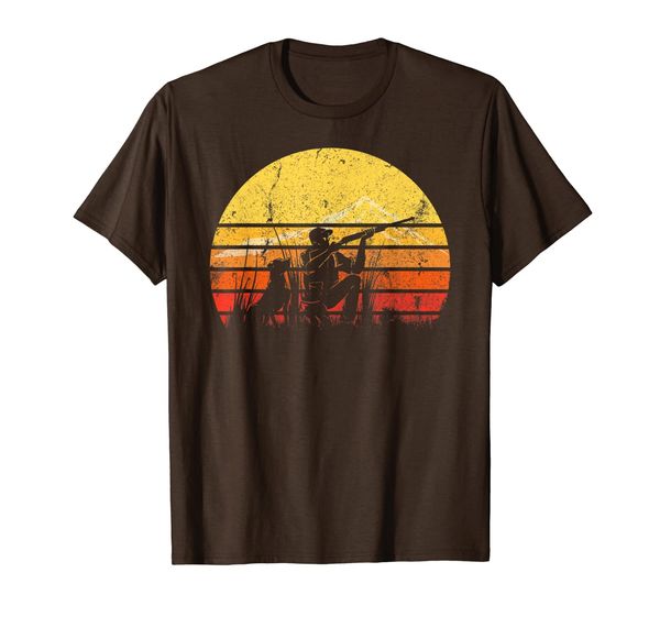 

vintage retro duck hunting hunter silhouette sun distressed t-shirt, White;black