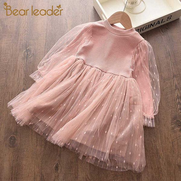 

bear leader mesh designs girl dress children party costume kids vestidos infant tutu mesh dress casual baby girls princess dress 210708, Red;yellow