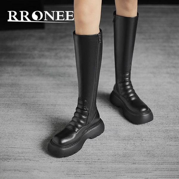 

boots women's 2021 fashion with thick soles are no more than knee-high, Black