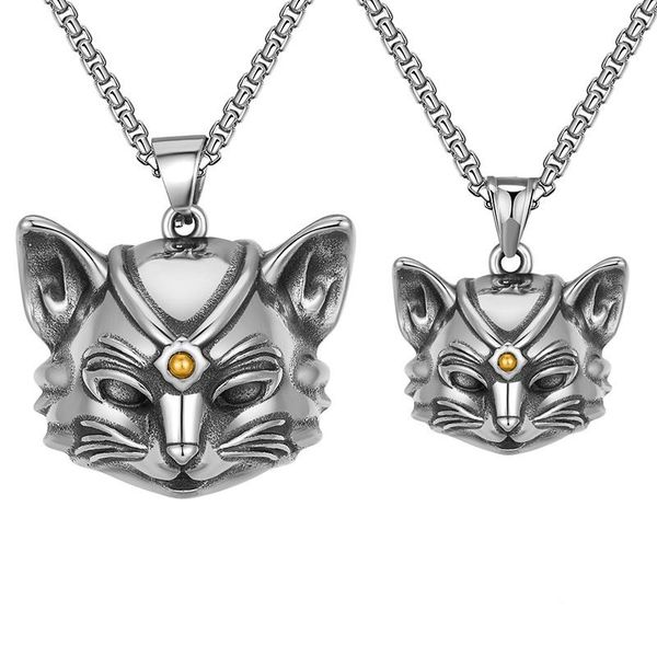 

pendant necklaces 2022 fashion personality necklace domineering punk men's size cat head hiphop street trend accessories, Silver