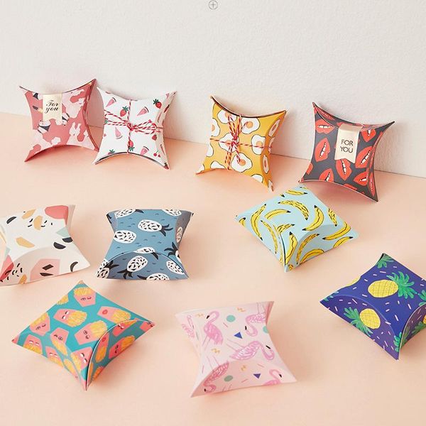 

gift wrap 10pcs box candy square pillow shape wdding gifts for guests paper packaging bags baby shower birthday party supplies