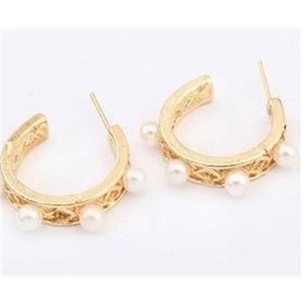 

5 paris gold cirlce pearl lady's earings (88) li, White