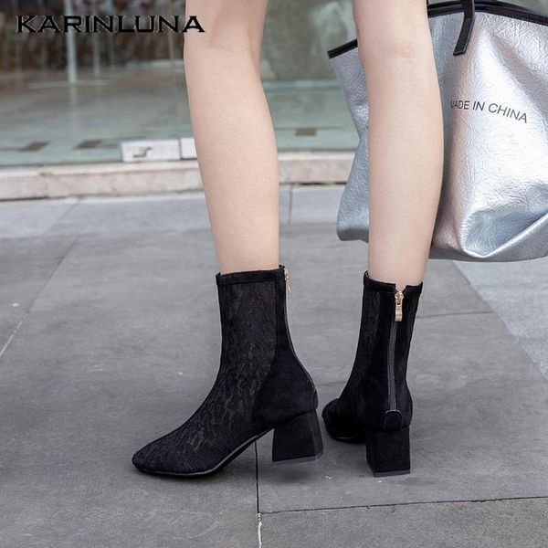 

boots karin dropship plus size 43 chunky heels women shoes lace leisure woman summer female1, Black