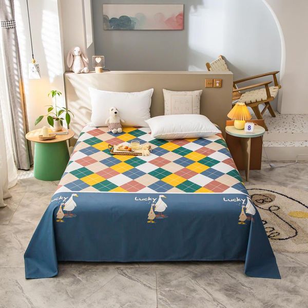 

sheets & sets queen bed cover king size pure cotton flat sheet for double plain dyed mattress covers geometric style sheets(no case)