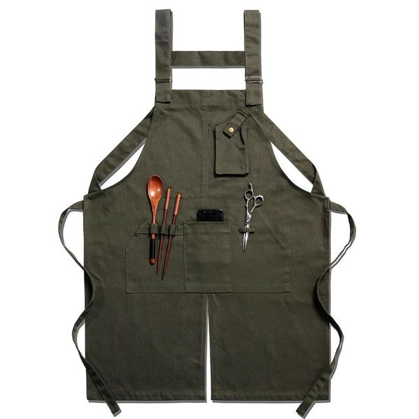 

denim canvas apron korean fashion customized logo coffee milk shop hairdressing men and women work clothes children's art