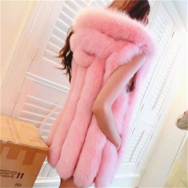 

high-end fashion thin woman long-skinned coat po2r, Black