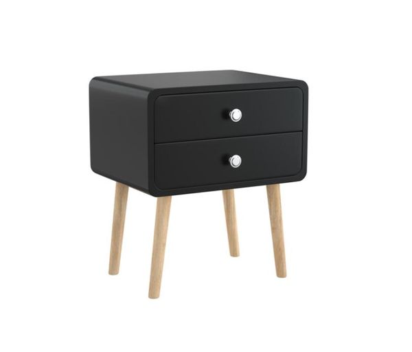 

bedroom furniture nightstand round corner cabinet bedside table with 2 drawers suitable for bedroom/living room/side table (black)