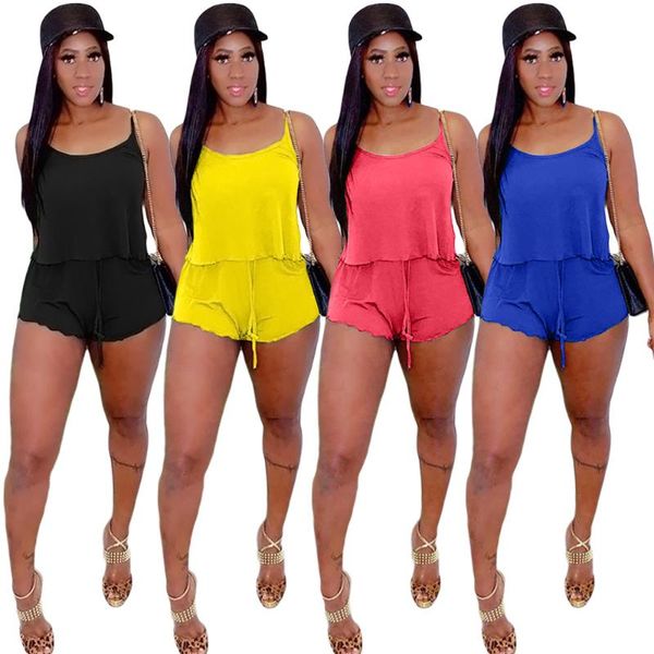 

solid color simple design simpler strap with shorts women summer set, Gray