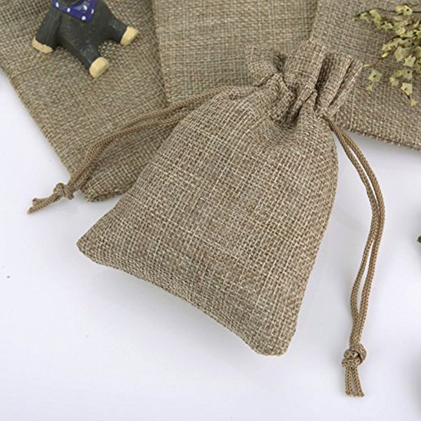 

natural burlap jute package bags small mini linen drawstring pouches festival wedding gift candy bag