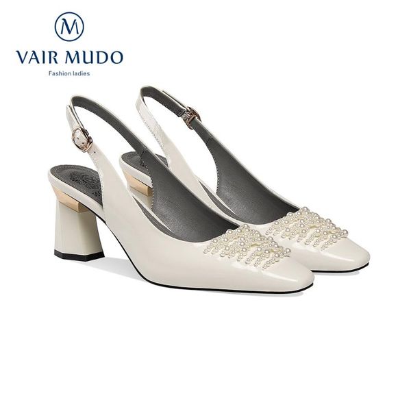 

dress shoes vair mudo women pumps high heels patent leather square heel spring summer autumn fashion elegant footwear qualityd145l, Black
