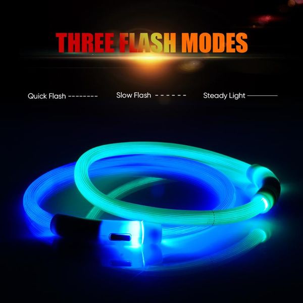 

dog collars & leashes cuttable led collar usb charging glowing light for dogs safe night walk pet products cats 35/50/65cm