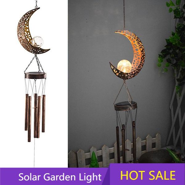 

floodlights solar power changeable light ip65 waterproof sun moon wind chime pendant lamp for home outdoor garden yard decoration