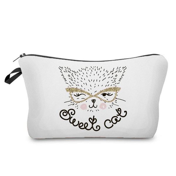 

women's makeup bag fashion printed sweet cat cosmetics organizer bag portable storage bags for women small gift