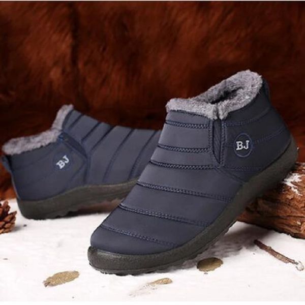 

winter shoes for men slip on warm fur sneakers mens snow boots waterproof ankle boot chaussure homme mans footwear, Black