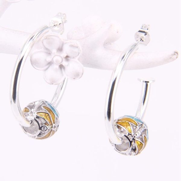 

hoop & huggie hemiston style creole earrings with colorful dragonfly diy bead, real european jewelry gift for women e369, Golden;silver