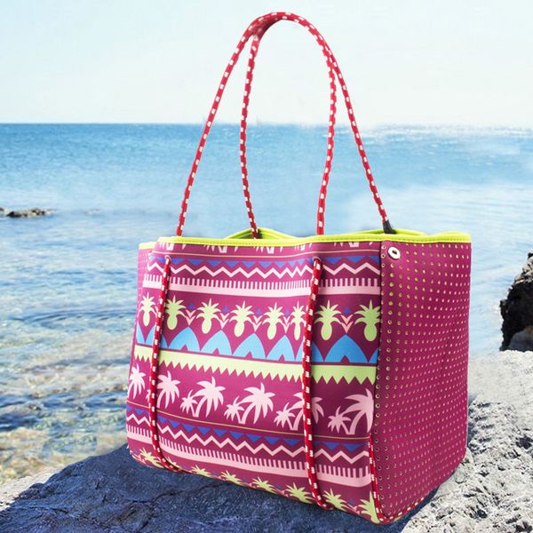 

factory wholesale women's beach bag diving material beach mesh swimming travel bag
