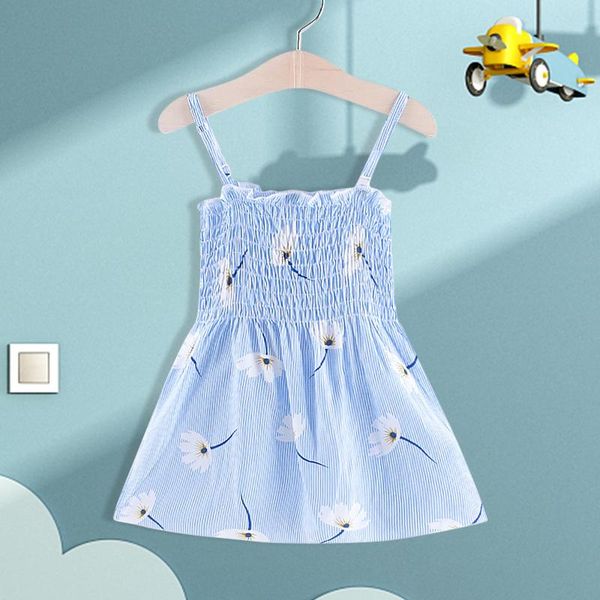 

girl's dresses summer girls dress toddler kids baby girl party birthday seaside beach sling skirt floral, Red;yellow