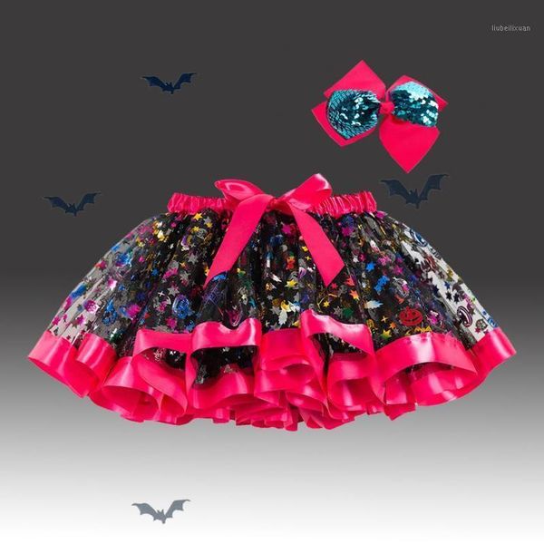 

skirts children girl halloween clothes 2pcs sets pumpkin print ruffle tutu skirt party funny cosplay wear gifts1, Blue