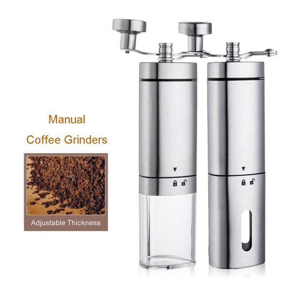 

manual coffee grinders portable grinder stainless steel ceramic adjustable handheld cocoa beans burr mill kitchen tool