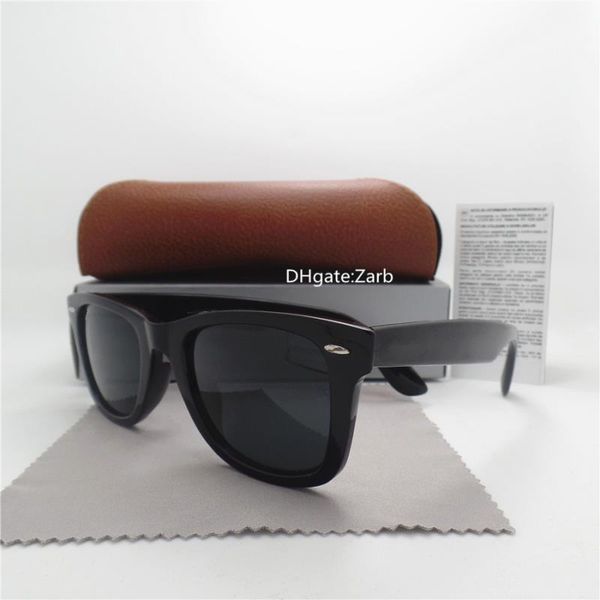 

fashion eyewear plank box hinge test eyeglass vintage lens sunglasses women quality 52mm men glass side frame with brown uv400 case puqb, White;black