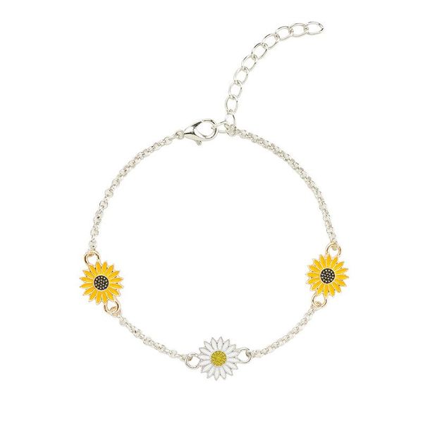 

link, chain sunflower bracelet creative simple two-color daisy valentine's day gift, Black