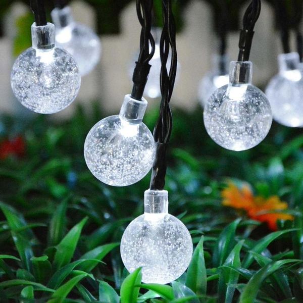 

led lawn lamp 6m 30 crystal bubble ball solar powered garden string light for outdoor waterproof landscape christmas decoration