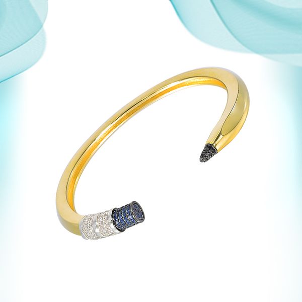 

creative metal bangle gold plated cuff charm bracelets on hand opening adjustable bracelet small luxury jewelry punk designer style balck st, Black