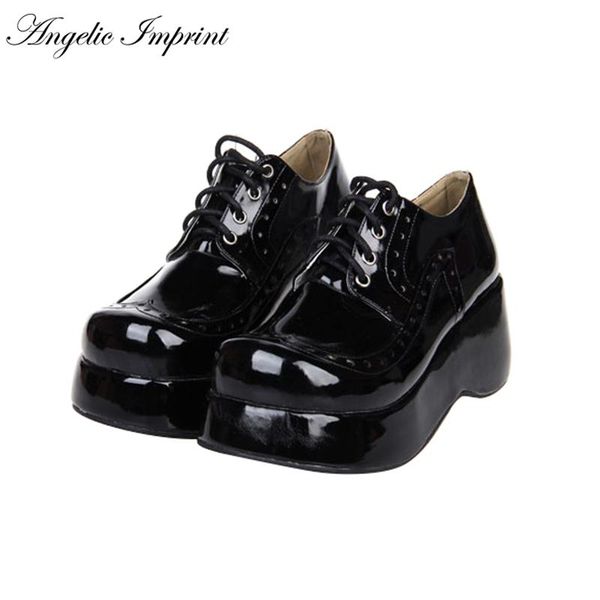 

dress shoes japanese harajuku sell punk lolita cosplay lace-up wedge, Black