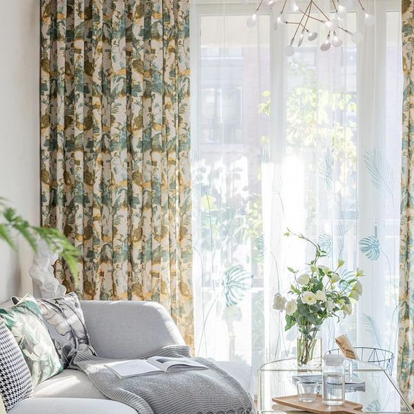 

curtain & drapes american style curtains polyester cotton fabric printed for living dining room bedroom finished product customization