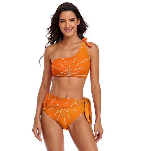 

one-piece suits red flare bikini swimsuit with ties colorful swimwear pool young two piece bathing suit