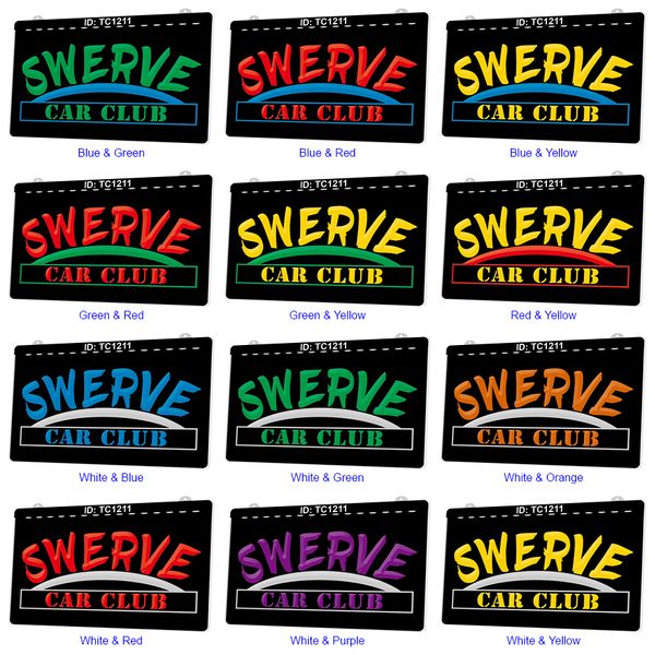 TC1211 Swerve Car Club Light Sign Incisione 3D a doppio colore