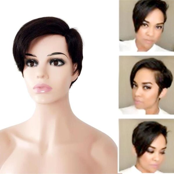 

side part lace front human hair wigs for black women pre plucked with full machine made non frontal baby brazilian hair short bob wig, Black;brown