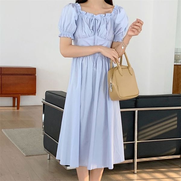 

casual dresses princess solid girls vintage french high waist elastic-waist chic party loose sweet long es vestidos c6w1, Black;gray