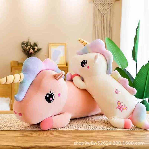 

new cartoon crouching unicorn pillow cute plush toy large doll girl children's gift