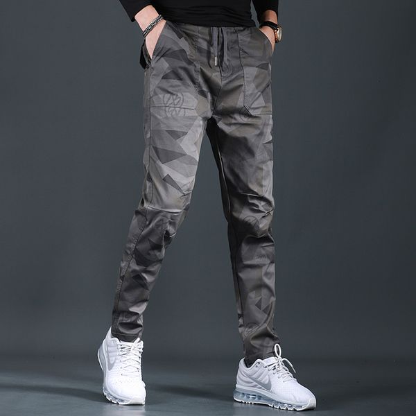 

casual male camouflage 2021 korean fashion streetwear straight pants ioht, Black