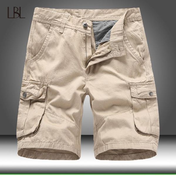 

men's shorts 2021 cargo men casual workout man multi-pocket calf-length short pants male beach drop, White;black