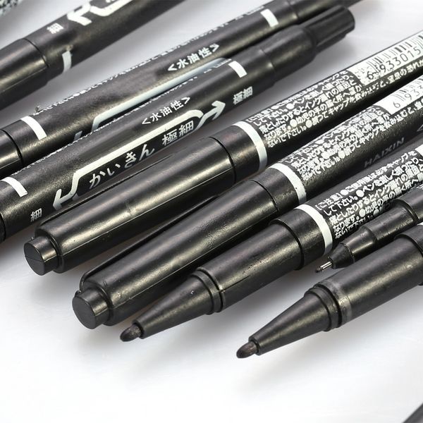 

10pcs black dual-tip tattoo skin marker pen piercing body positioning marking tools tattoo permanent makeup accessories supplies